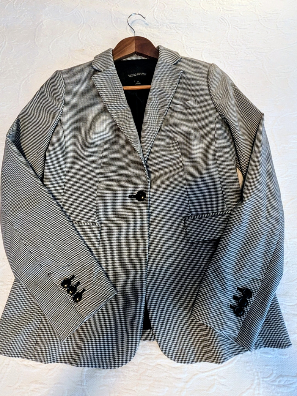 VGUC Banana Republic Women's Houndstooth Blk/Wht Blazer  Size 0 MSRP $200